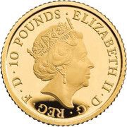 10 Pounds - Elizabeth II 5th portrait; 1/10 oz Fine Gold obverse image