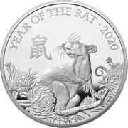 10 Pounds - Elizabeth II Year of the Rat; Silver Proof, United Kingdom, 2020 reverse image