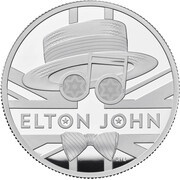 10 Pounds - Elizabeth II Elton John; Silver Proof, United Kingdom, 2020 reverse image