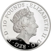 10 Pounds - Elizabeth II White Lion of Mortimer; Silver Piedfort obverse image