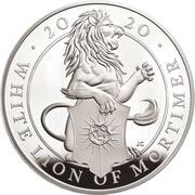 10 Pounds - Elizabeth II White Lion of Mortimer; Silver Piedfort, United Kingdom, 2020 reverse image