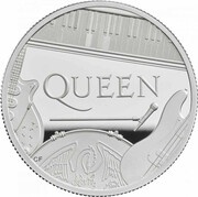 10 Pounds - Elizabeth II The band Queen; Silver Proof, United Kingdom, 2020 reverse image
