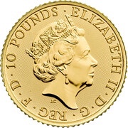 10 Pounds - Elizabeth II Royal Arms; 1/10 oz Fine Gold obverse image