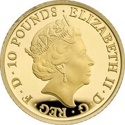 10 Pounds - Elizabeth II 5th portrait; 1/10 oz Fine Gold obverse image