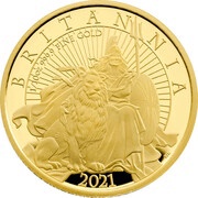 10 Pounds - Elizabeth II 5th portrait; 1/10 oz Fine Gold, United Kingdom, 2021 reverse image