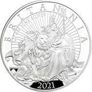 10 Pounds - Elizabeth II 5th portrait; 5 oz Fine Silver, United Kingdom, 2021 reverse image