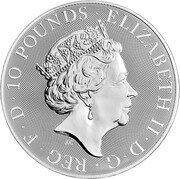 10 Pounds - Elizabeth II 5th portrait; 10 oz Fine Silver obverse image