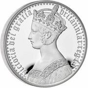 10 Pounds - Elizabeth II Gothic Crown Portrait; Silver Piedfort, United Kingdom, 2021 reverse image