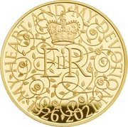 10 Pounds - Elizabeth II Queen's 95th Birthday; Gold Proof, United Kingdom, 2021 reverse image