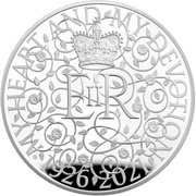 10 Pounds - Elizabeth II Queen's 95th Birthday; Silver Proof, United Kingdom, 2021 reverse image