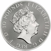 10 Pounds - Elizabeth II White Horse of Hanover; 10 oz Fine Silver obverse image