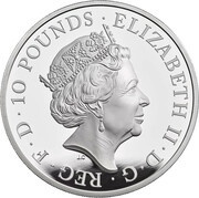 10 Pounds - Elizabeth II White Greyhound of Richmond; Silver Piedfort obverse image