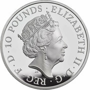 10 Pounds - Elizabeth II Griffin of Edward III; Silver Proof obverse image