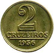 2 Cruzeiros, Brazil, 1956 reverse image