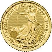 10 Pounds - Elizabeth II 5th portrait; 1/10 oz Fine Gold, United Kingdom, 2021-2023 reverse image