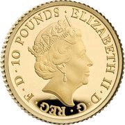 10 Pounds - Elizabeth II 5th portrait; 1/10 oz Fine Gold obverse image