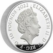 10 Pounds - Elizabeth II George I; Silver Piedfort obverse image