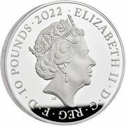 10 Pounds - Elizabeth II George I; Silver Proof obverse image