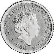 10 Pounds - Elizabeth II 5th portrait; 1/10 oz Fine Platinum obverse image