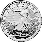 10 Pounds - Elizabeth II 5th portrait; 1/10 oz Fine Platinum, United Kingdom, 2022 reverse image