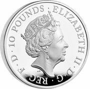 10 Pounds - Elizabeth II 5th portrait; 5 oz Fine Silver obverse image