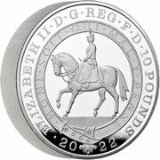 10 Pounds - Elizabeth II Platinum Jubilee; Silver Piedfort obverse image