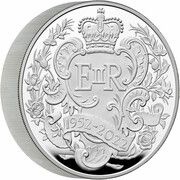 10 Pounds - Elizabeth II Platinum Jubilee; Silver Piedfort, United Kingdom, 2022 reverse image