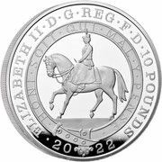 10 Pounds - Elizabeth II Platinum Jubilee; Silver Proof obverse image