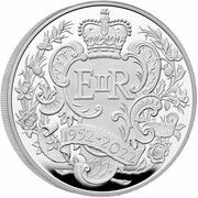 10 Pounds - Elizabeth II Platinum Jubilee; Silver Proof, United Kingdom, 2022 reverse image