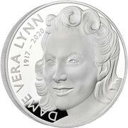 10 Pounds - Elizabeth II Dame Vera Lynn; Silver Proof, United Kingdom, 2022 reverse image