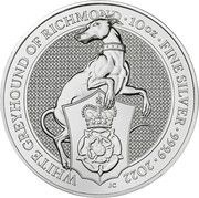 10 Pounds - Elizabeth II White Greyhound of Richmond; 10 oz Fine Silver, United Kingdom, 2022 reverse image