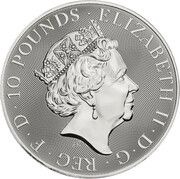 10 Pounds - Elizabeth II The Queen's Beast Completer; 10 oz Fine Silver obverse image