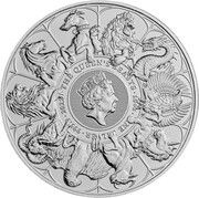 10 Pounds - Elizabeth II The Queen's Beast Completer; 10 oz Fine Silver, United Kingdom, 2022 reverse image