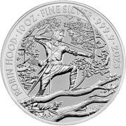 10 Pounds - Elizabeth II Posthumous; Robin Hood; 10 oz Fine Silver, United Kingdom, 2023 reverse image