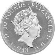 10 Pounds - Elizabeth II Posthumous; Yale of Beaufort; 10 oz Fine Silver obverse image