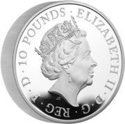 10 Pounds - Elizabeth II Posthumous; Yale of Beaufort; Silver Piedfort obverse image