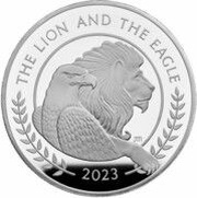 10 Pounds - Charles III The Lion and The Eagle; Silver Piedfort, United Kingdom, 2023 reverse image