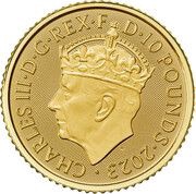 10 Pounds - Charles III Coronation; 1/10 oz Fine Gold obverse image