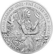 10 Pounds - Charles III Maid Marian; 10 oz Fine Silver, United Kingdom, 2023 reverse image
