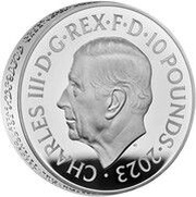 10 Pounds - Charles III Petition Crown, Shields; Silver Piedfort obverse image