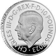 10 Pounds - Charles III Petition Crown, Shields; Silver Proof obverse image