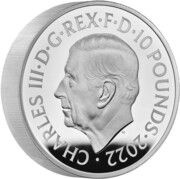 10 Pounds - Charles III Bull of Clarence; Silver Piedfort obverse image