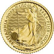 10 Pounds - Charles III 1/10 oz Fine Gold, United Kingdom, 2023-2024 reverse image