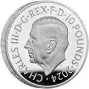 10 Pounds - Charles III Britannia & Liberty; Silver Proof obverse image