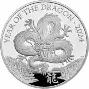 10 Pounds - Charles III Year of the Dragon; Silver Proof, United Kingdom, 2024 reverse image