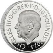 10 Pounds - Charles III Bond Films of the 1980s; Silver Proof obverse image