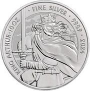 10 Pounds - Charles III King Arthur; 10 oz Fine Silver, United Kingdom, 2024 reverse image