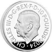 10 Pounds - Charles III 5 oz Fine Silver obverse image