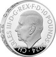 10 Pounds - Charles III St George & The Dragon; Silver Proof obverse image
