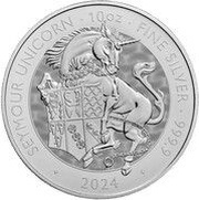 10 Pounds - Charles III Seymour Unicorn; 10 oz Fine Silver, United Kingdom, 2024 reverse image
